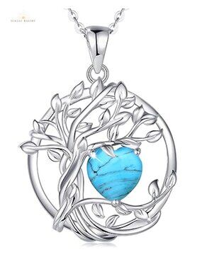 Sterling Silver Tree of Life Birthstone Pendant Necklace